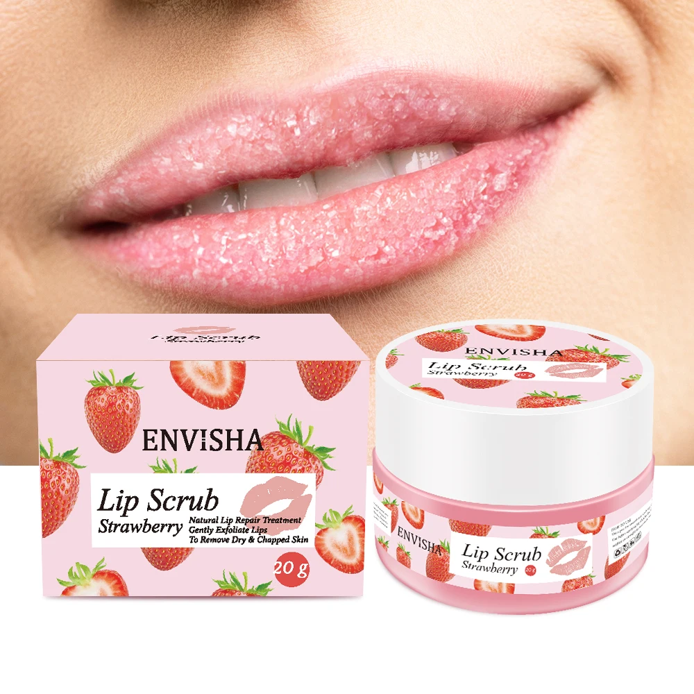 ENVISHA Strawberry Lip Care Scrub Lip Balm Sugar Cream Exfoliating Moisturizing Nourish Repair Cleft Fine Lines Smooth Skin Care