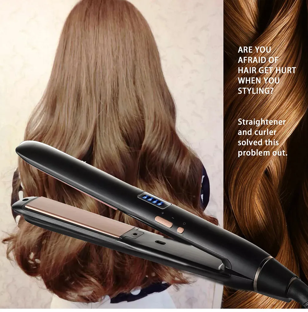 Description Picture 2 of item2 in1 Professional Hair Straightener Curling Iron PTC Heating Flat Iron Tourmaline Ceramic with Digital Max 210?/750? Dry&Wet