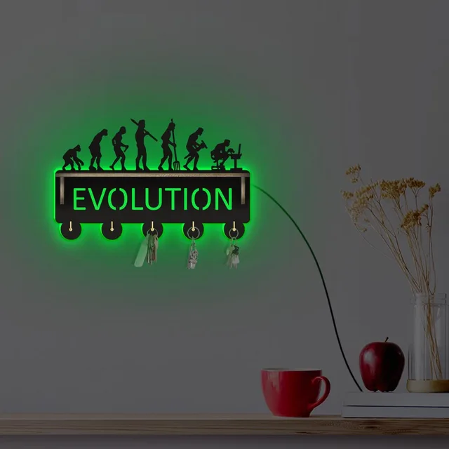 Geek Evolúciós Fa Falhorog Otthoni Dekoráció Az Emberi Kabát Rack Horgok Kulcstartós Ruhadarabok Szervező Horog - Image 6