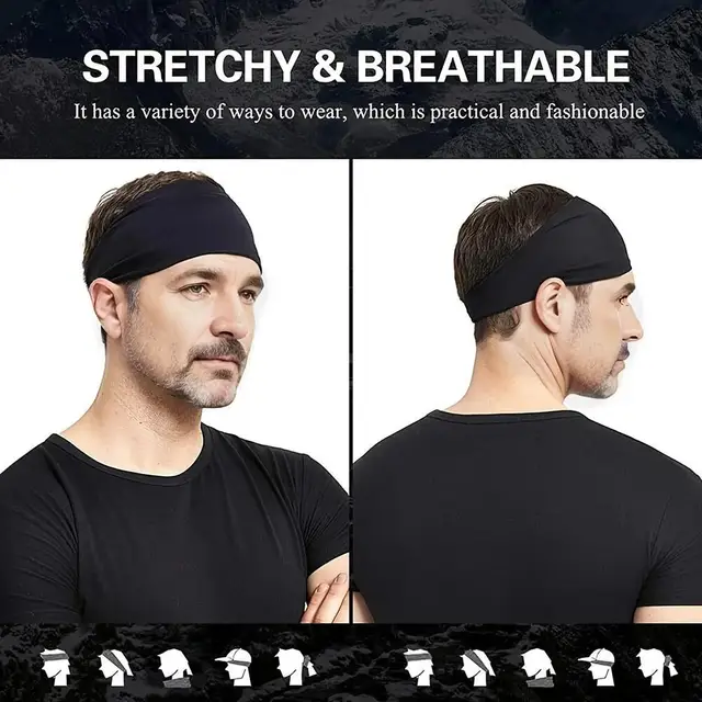 2 Pack Stylish Sports Headbands   Moisture Wicking  Adjustable  Wear Suitable  For  Running And Fitness  Daily Sports Protective 5