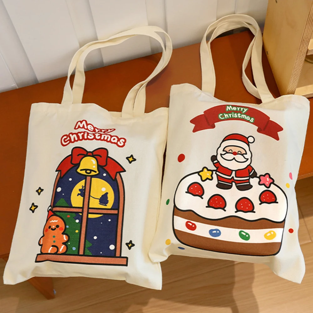 Christmas Gift Bag Cartoon Santa Claus Elk Xmas Tree Handheld Canvas Bag Merry Christmas Decor Natal Navidad Happy New Year