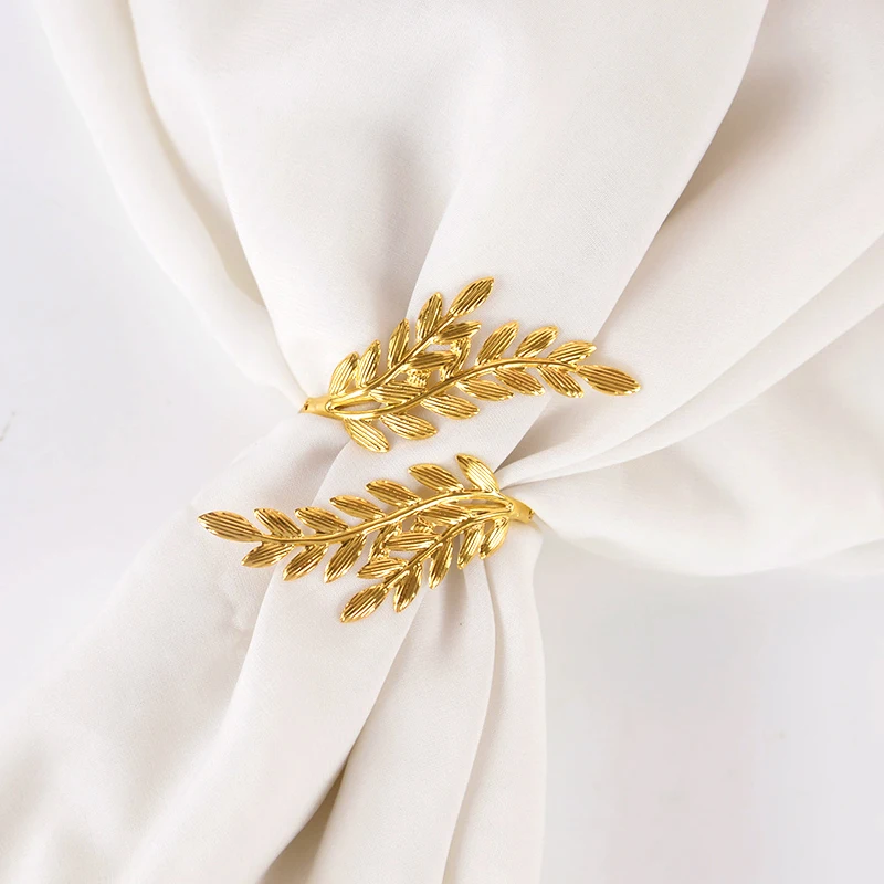 6/12pcs Gold Leaf Napkin Ring Buckles for Wedding Birthday Party Dinnig Table Decoration Christmas Thanksgiving Napkin Holder