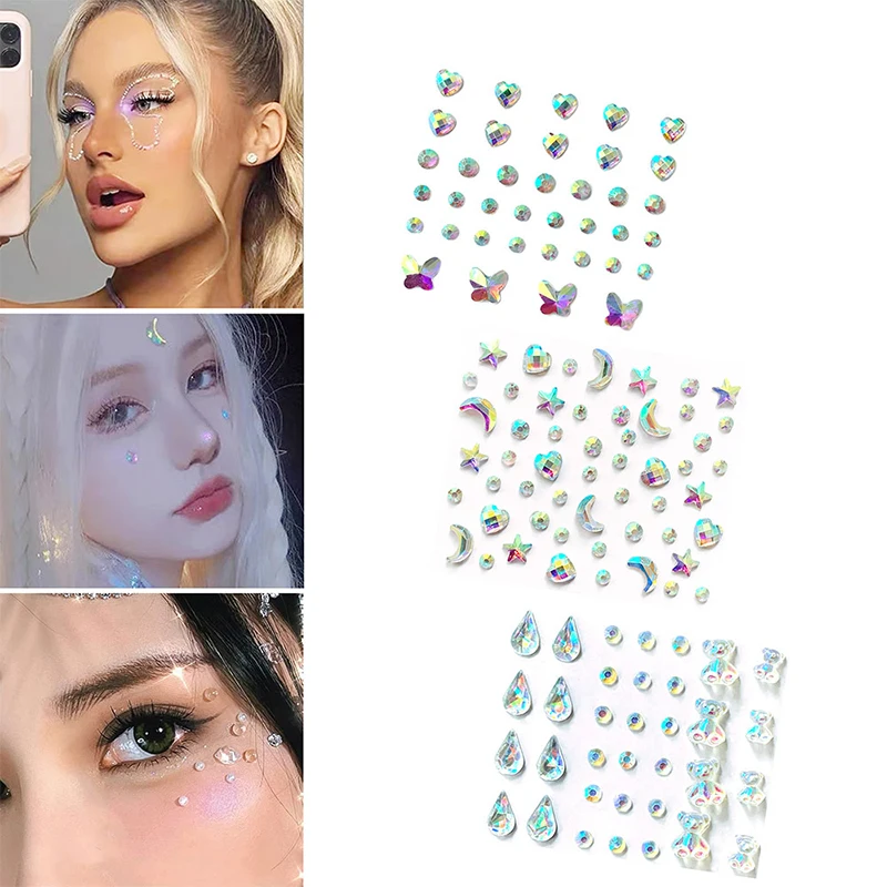 

Makeup Diamond Eyes Face Sticker Festival DIY Body Crystal Gems Tattoo Adhesive Rhinestone Nail Art Decoration Eyeshadow Sticker