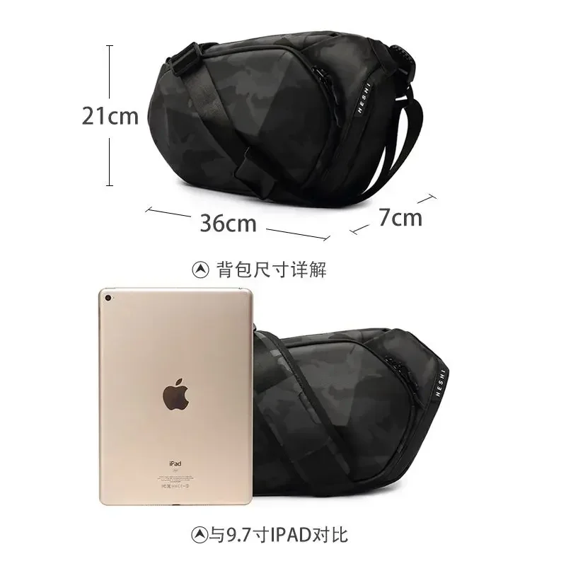 Waterproof Men's Shoulder Bag with USB Port for Travel