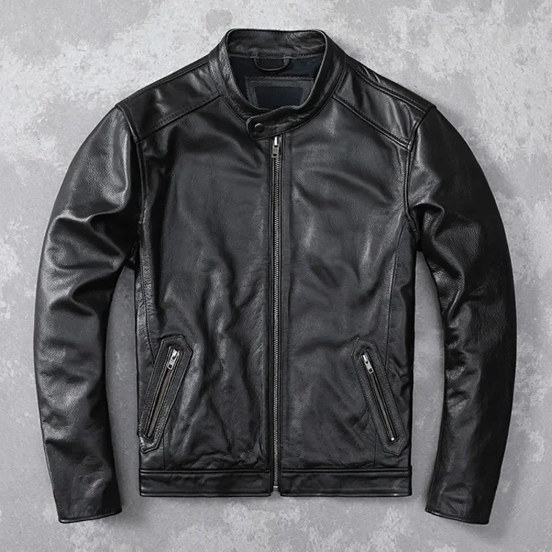 

Genuine Natural Leather for Man Motorcycle Slim Male Short Coat Men Sheepskin Biker Fashion Clothing 2024 New Spring