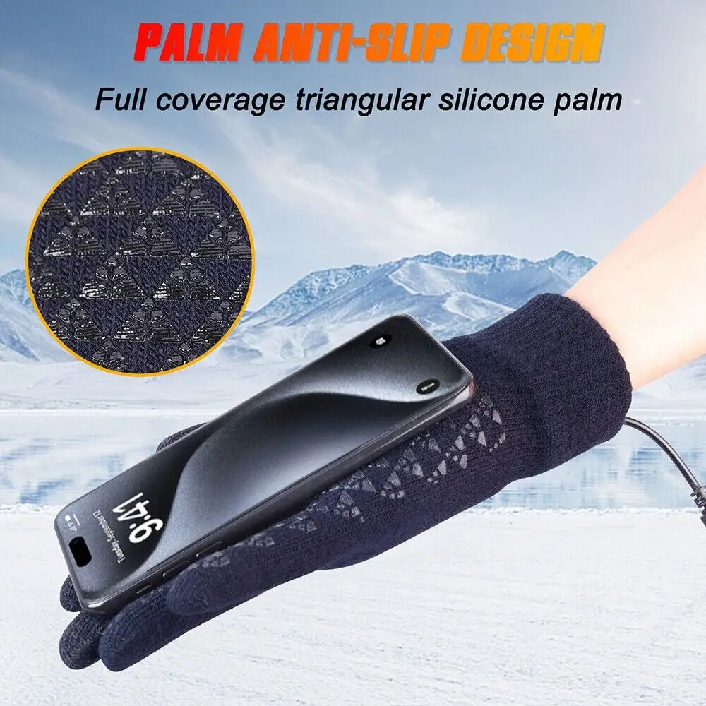 Warm Electric Heated Gloves Creativity Non-Slip Knitting USB Heated Gloves Touch Computer Gloves Cycling Gloves Men Women