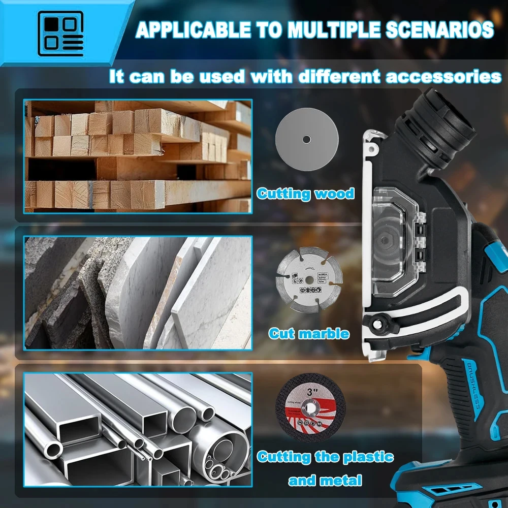 Compact Electric Angle Grinder Tool with Brushless Motor