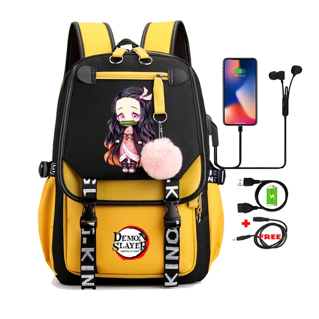 Demon Slayer Nezuko Backpacks for Men Anime School Bag for Teenager