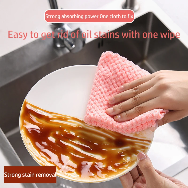 3/5Pcs Kitchen Cleaning Towel Absorbent Non-stick Oil Rags Pot Dish Washing  Wipe Cloth Microfiber Cleaning Cloth Dishcloth - AliExpress