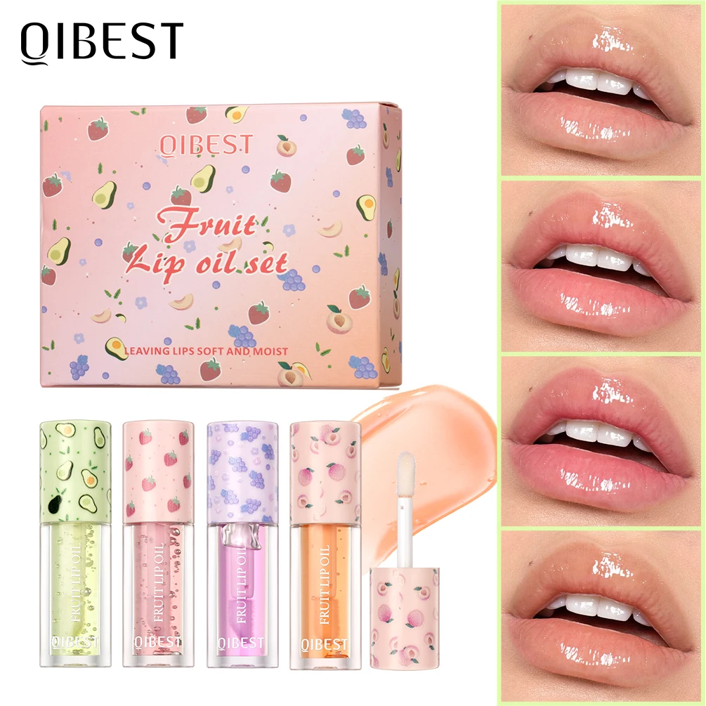 

4pcs/Set Fruits Lip Balm Sets Plumper Moisturizing Day Night Repairing Lip Oil Volume Anti-Cracked Lips Care Makeup Cosmetic Kit
