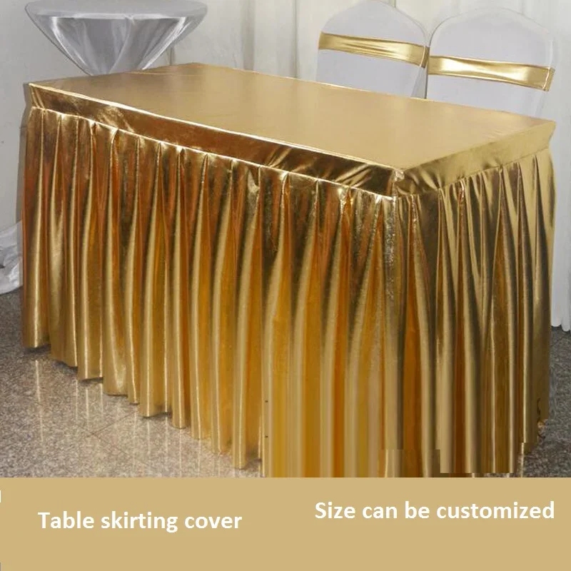 Decorative Supplies Tablecloth Golden Tablecloth Festival Exhibition Event Table Skirt Elastic Bronzing Table Skirting Cover