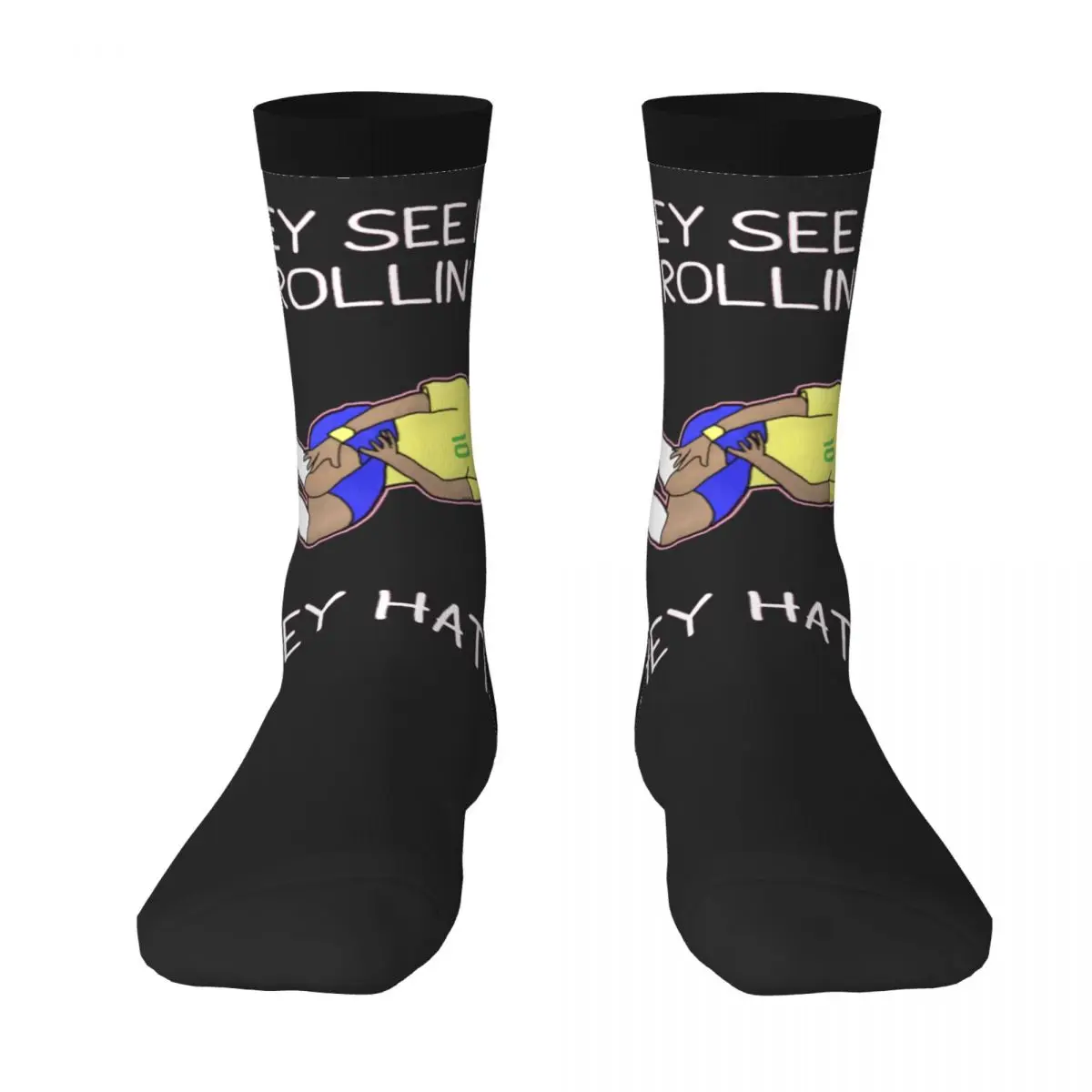 

Brazil Neymars And Da Silvas Color contrast socks Infantry pack Compression Socks Funny Novelty Graphic Football Gift Stocking