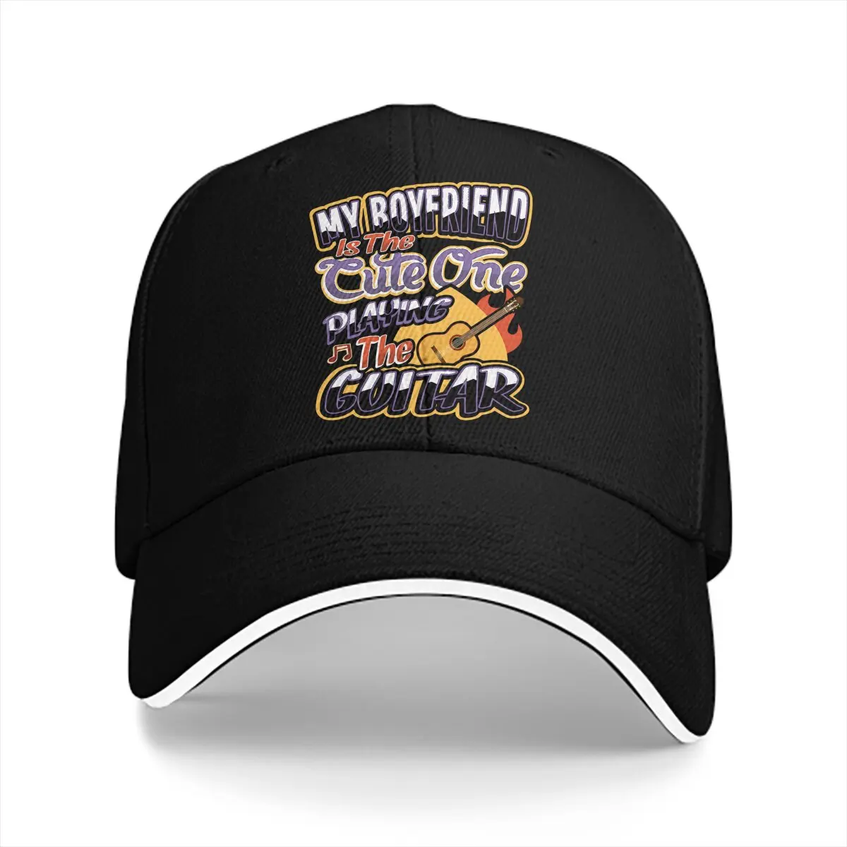 

Летняя кепка с солнцезащитным козырьком, милые кепки в стиле хип-хоп с принтом «Мой парень», кепки с остроконечными козырьками для любителей гитары
