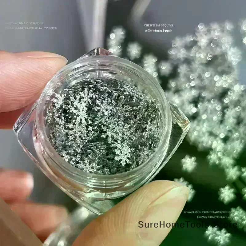 Christmas Snowflake Nail Sequins Sparkling Winter Flakes Spangles 3D Nail Art Decoration Sticker Tips Charm Manicure Salon DIY