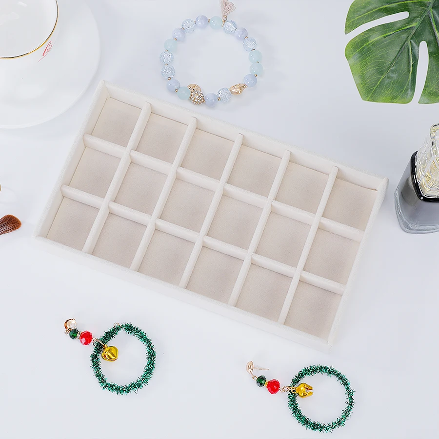 Luxurious Beige Flocking Jewelry Box Tray