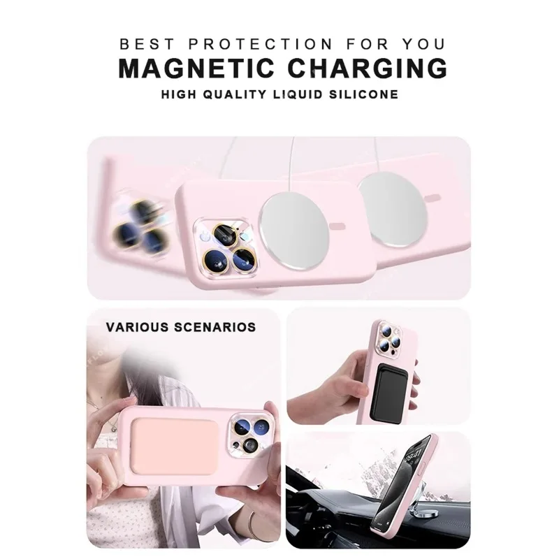 Magnetic Wireless Charging Liquid Silicone Phone Case - Premium Protection Cover