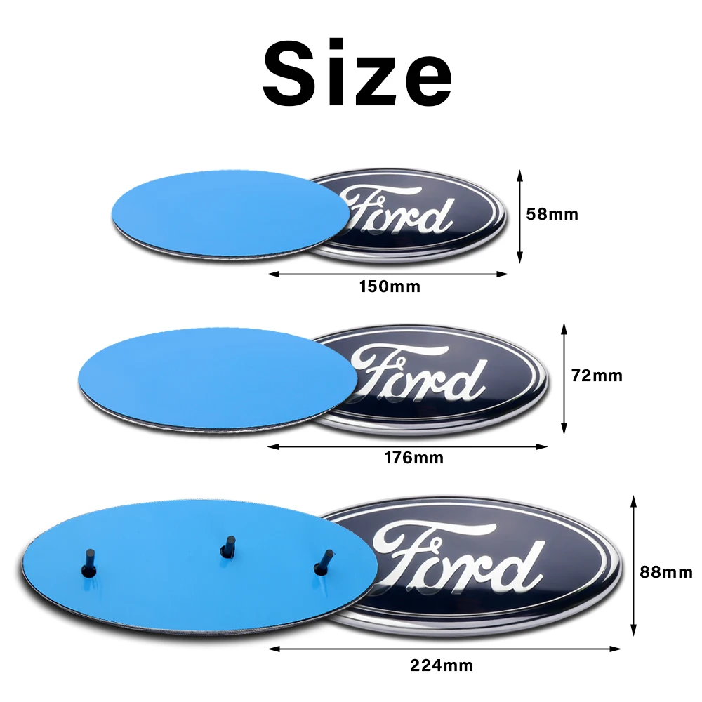 Car Front Grille Emblem Rear trunk Badge Sticker Accessories for Ford Focus mk2 mk3 Fiesta mk7 Ranger Mondeo mk4 S-MAX Kuga