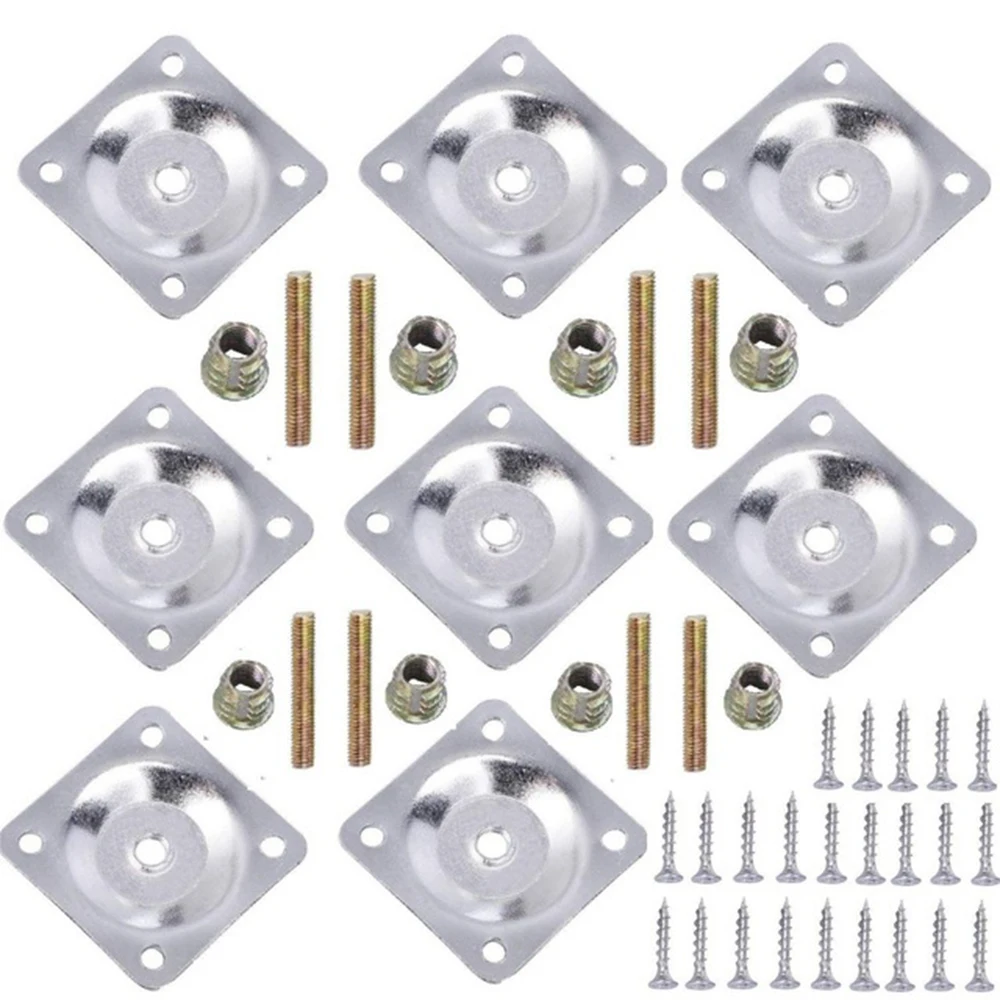 8 Sets Furniture Leg Mounting Plates with Hanger Bolts Screws Great for