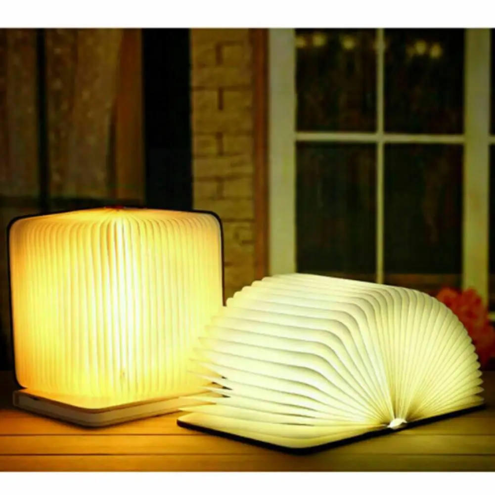 

3D Folding LED Night Light RGB Color USB Rechargeable Wooden Book Light Decor Bedroom Desk Table Lamp For Kid Brithday Gift S0Y1