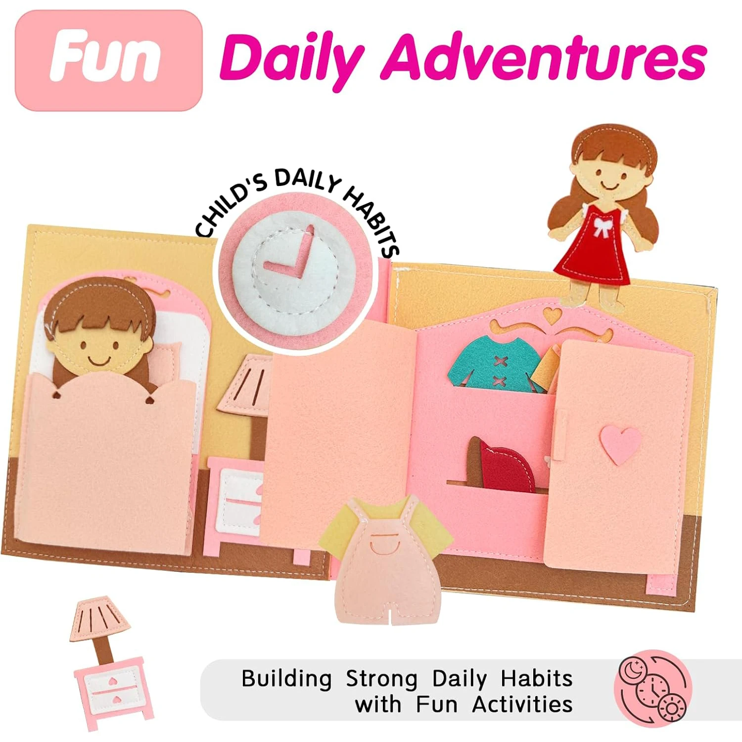 Montessori Felt Busy Quiet Book Educational Daily Learning Toy_voghion.com