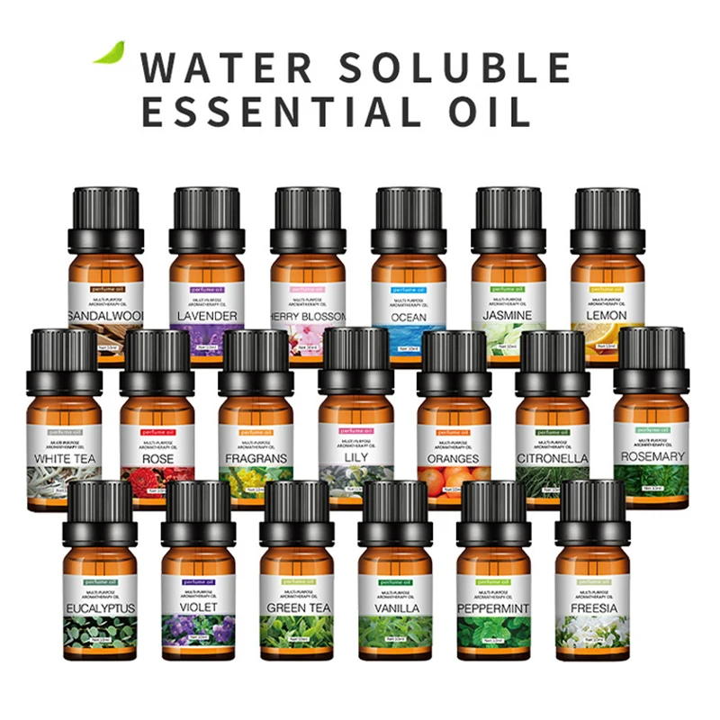Incense Water Soluble Essential Oil 10ml Lavender Tea Tree Lemon Rose Ocean Scent Humidifiers Refreshing Relax Releasing Stress