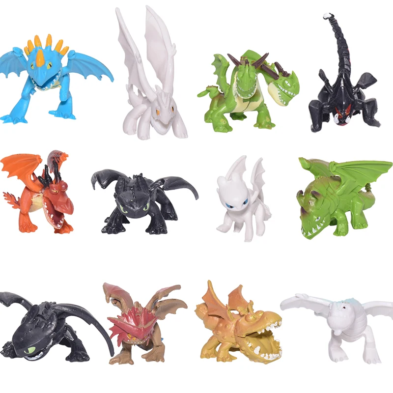 

How to Train Your Dragon 12 Pieces/Set Hidden World Toothless Fury Mini Cute Anime Character PVC Action Collectible Figure Model