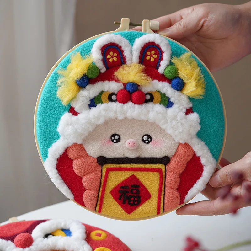 

GATYZTORY DIY Wool Felting Painting With Embroidery Frame 20x20cm Needle Wool Painting Picture Handicrafts For DIY Gift