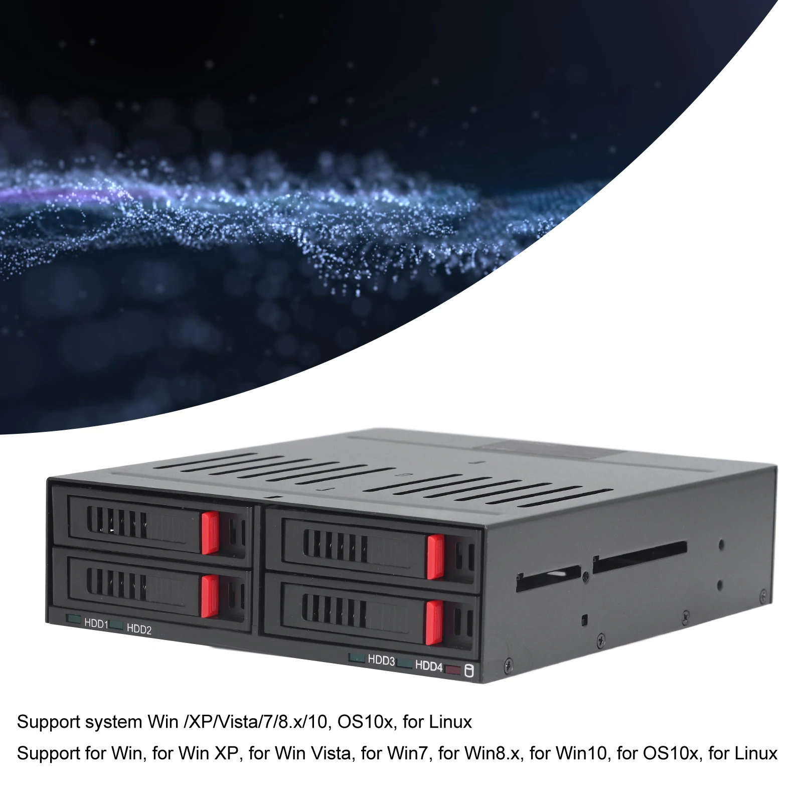 알루미늄 합금 HDD 케이지, SSD 모바일 랙, 조용한 선풍기 표시기, 빛 누출 플러그 앤 플레이, 섀시용 5.25 인치, 4 베이