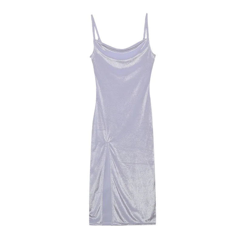 2024 woman European American Dresses style women’s clothing 2024 new spring summer fashion sexy slim fit slit suspender dress