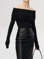 Slash Neck Sweater Women Tops Knitted Slim Basic All-match Sexy Elegant Off Shoulder Autumn Winter Long Sleeve Pullovers Female - Image 3