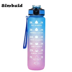 Gradient Motivational Sports Water Bottle with Time Marker - Leak-Proof Design for Gym and Outdoor Activities (900-1000ML blue-B)