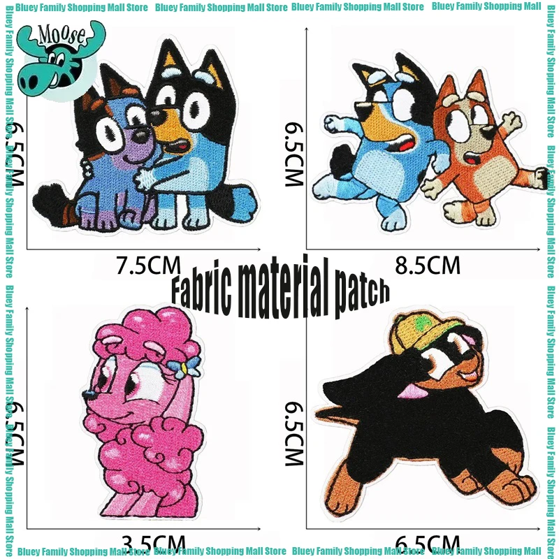 

Moose Cute Bluey Family Cartoon Puppy Embroidery Cloth Patch Cartoon Creative Patch Patch Sewing Decoration Embroiderys Ironings