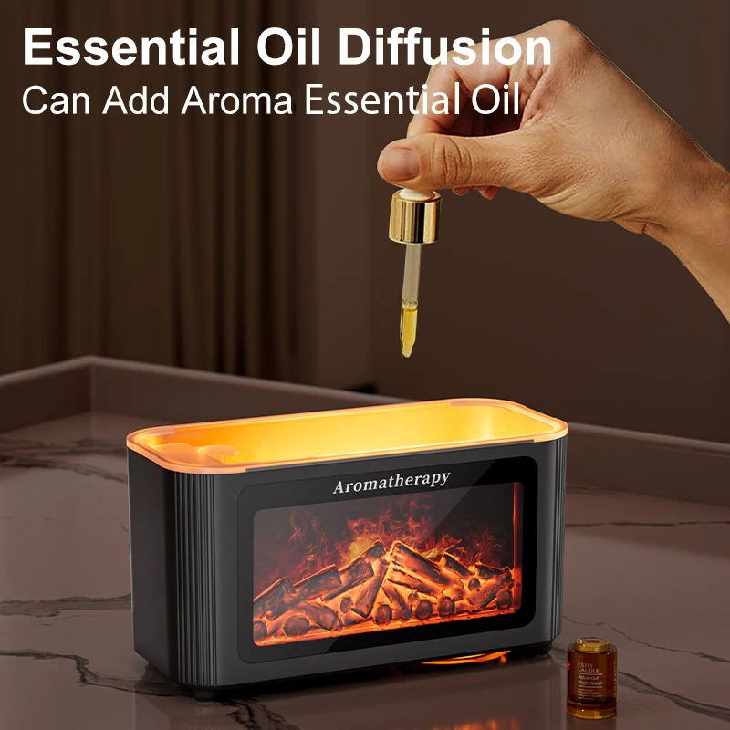 Simulated Fireplace Aroma Diffuser with 7-Color Flame Effects, Retro-Style Charcoal Design, Essential Oil Diffuser for Home Use 4