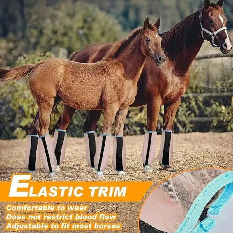 Fly Boots For Horses Comfortable Horse Leggings Fly Boot Mesh Horse Boots Ventilated Sheets Leg Wraps For Daily