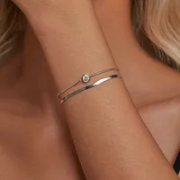 Bamoer U 0.5CT Moissanite Bracelet Double Layer Flat Wrist Chain Original Fit for Women Daily Luxury Gift 925 Sterling Silver 2