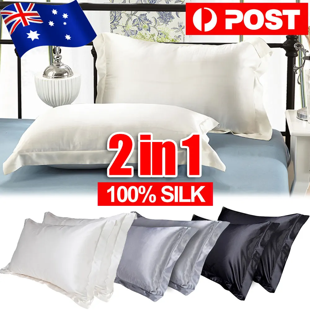 2PcsMulberrySilkPillowCase100PureSilkPillowcaseRealSilk