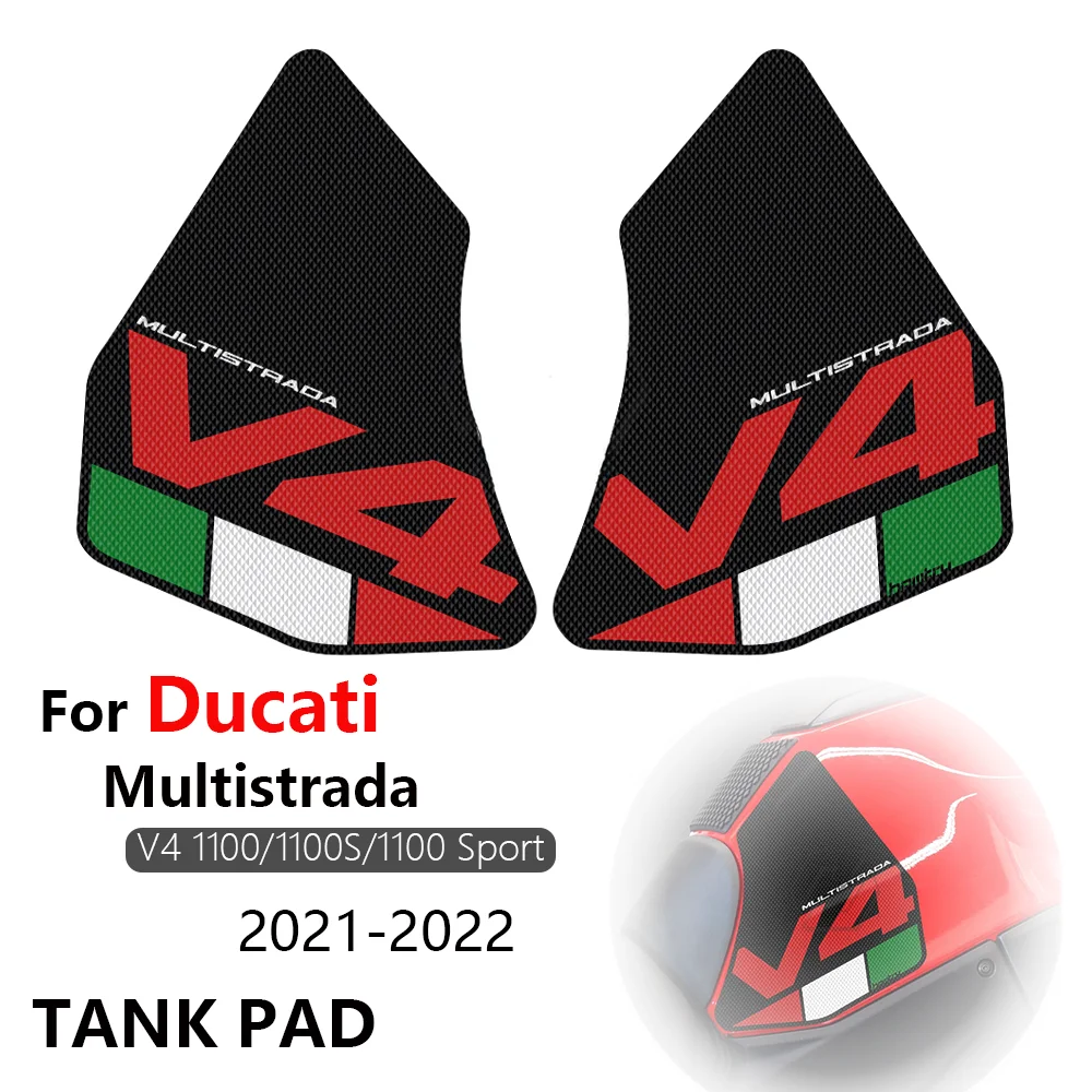 For Ducati Multistrada V4 1100 Sport 1100S Tank Grip Traction Pad Side Tank Pad Protection Knee Grip Mat Tank Rubber Sticker fuel gas cap ignition switch seat lock with key kit for ducati 1098 s multistrada ds 1000s hypermotard 796 1100 monster1200 s