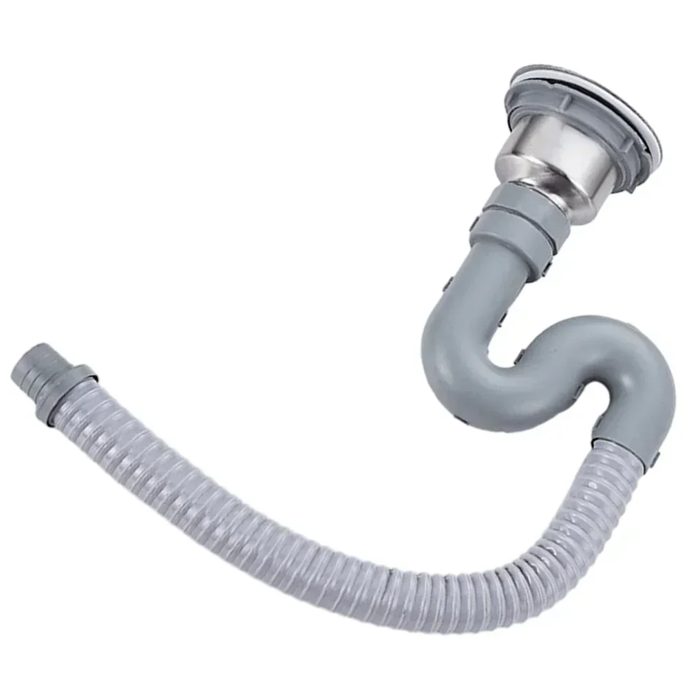 1 Pcs Stainless Steel Sink Drain Assembly S-trap Sink Drainer And Pipe S Bend Hose Wire Drain Kit For Bathroom Kitchen