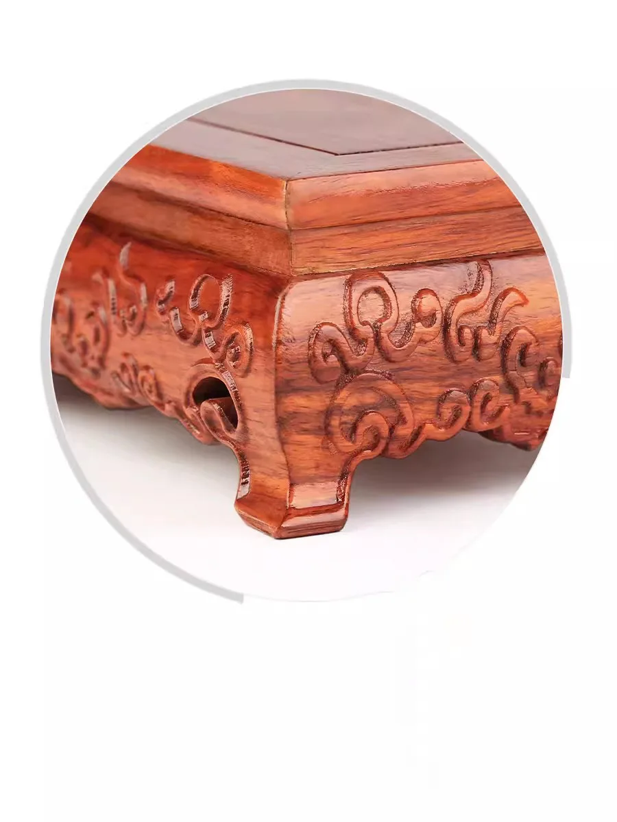 Redwood Square Solid Wood Flower Pot Base, Creative Carving, Multi-Functional, Household Table Decorations