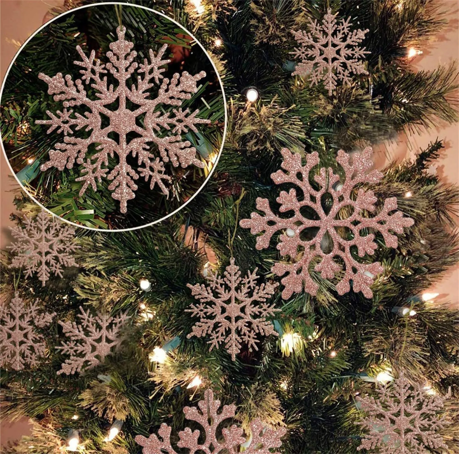 8pcs Large Snowflakes Ornaments, Plastic Glitter Snowflakes Hanging,  Snowflakes Decorations for Christmas Tree Winter Decorations Window Door  (8pcs