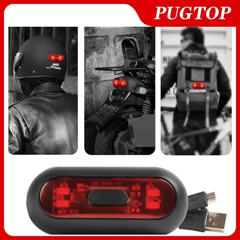 

Motorcycle Bike Warning Light Helmet LED Smart Light Night Cycling Safety Signal Universal Bicycle Helmet Taillight Accessrioes