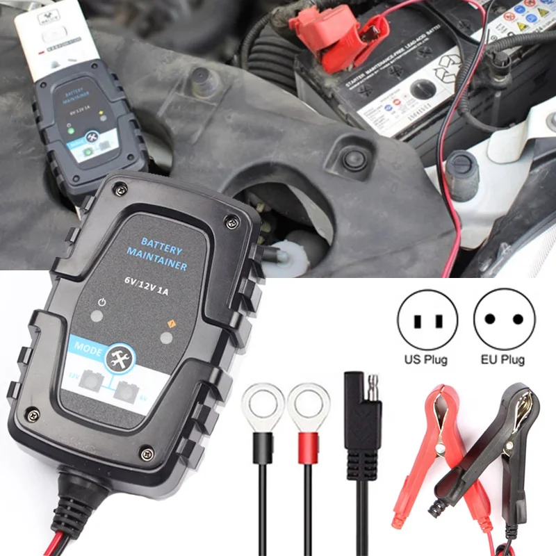 

6V 12V 1A Intelligent Lead-acid Battery Charger Auto Trickle Charger for Car Motorcycle (US/EU Plug)