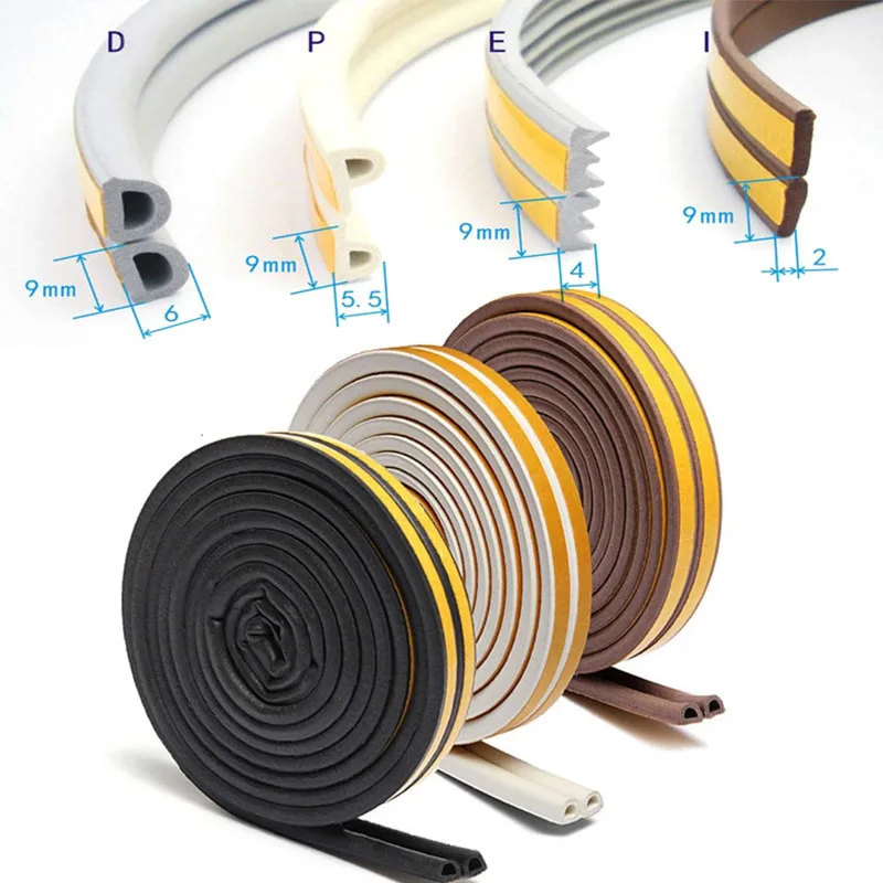 10M Home self-adhesive rubber anti collision windproof strips window door foam draught excluder seal strip