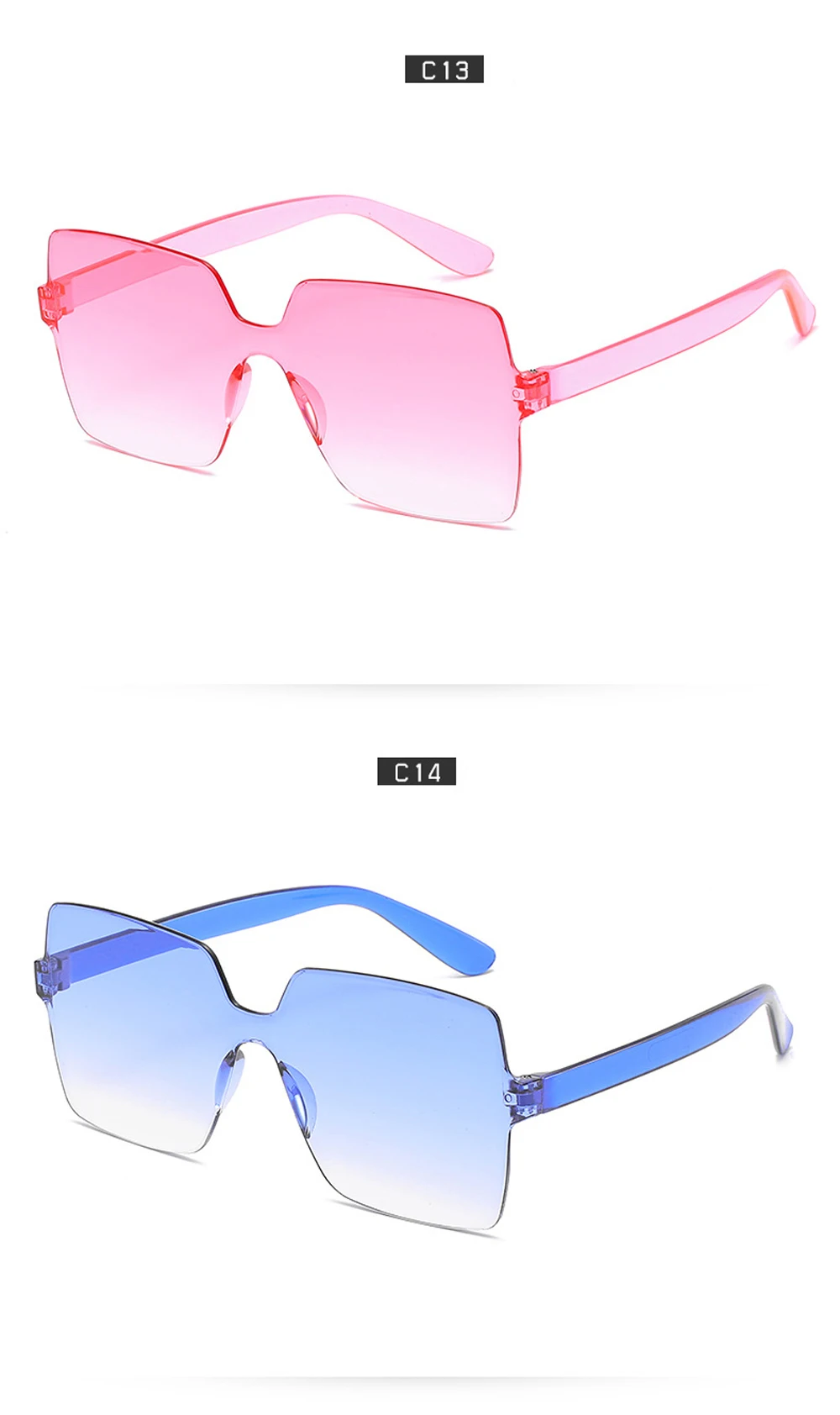 Modische randlose Ocean-Color-Sonnenbrille für Damen und Herren mit Großhandel mit UV400-Brillen – Detail 10