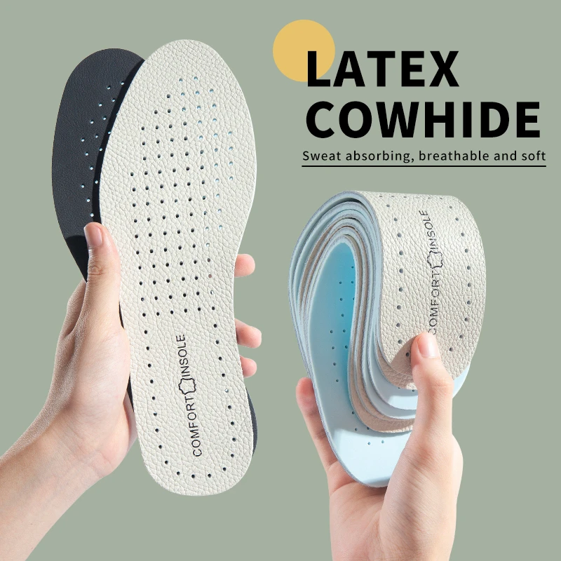 New Latex Insoles For Feet Deodorizing Absorbent Sweat Shoes Pad Soft Elastic Breathable Running
