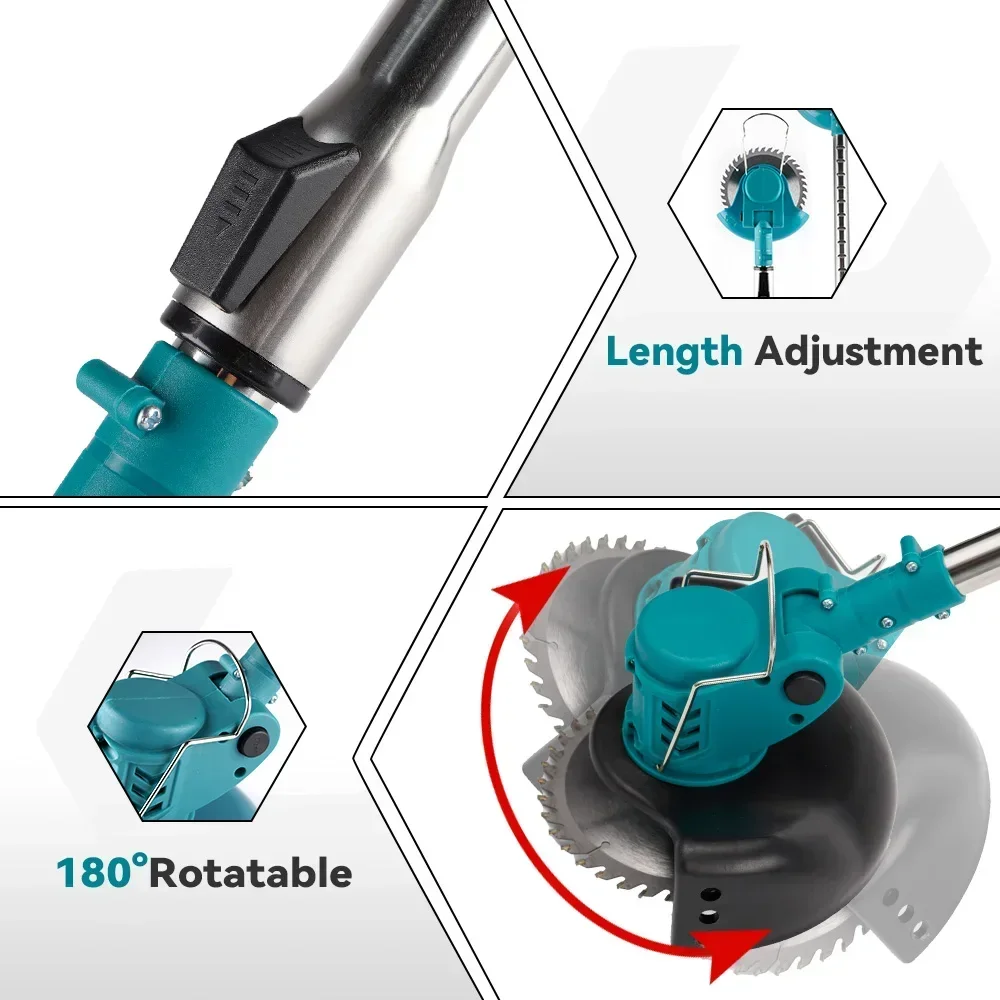 Cordless Electric Lawn Mower Foldable Trimmer 8 Accessories Adjustable Garden Pruning Cutting Power Tools For Makita 18V Battery 4