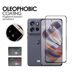 Premium Tempered Glass Screen and Camera Protector - Black Edge Protective Film - 1 Glass and 1 Lens (For Moto S50 5G)