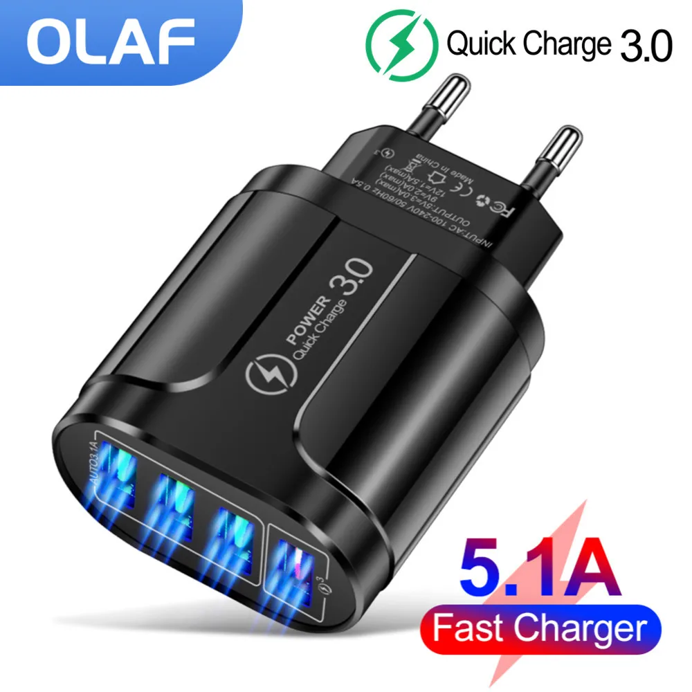 Olaf USB быстрое зарядное устройство Quick Charge 3 0 для iPhone Samsung S10 S21 Xiaomi Быстрая Зарядка