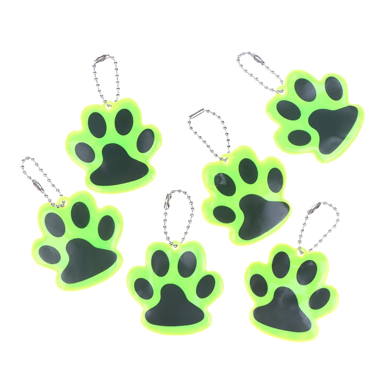 10Pcs Nette Pfote Reflektierende Schlüsselbund Outdoor Nacht Sicherheit Kinder Haustier doppelseitige Reflektierende Rucksack Zubehör Anhänger – Detail 10