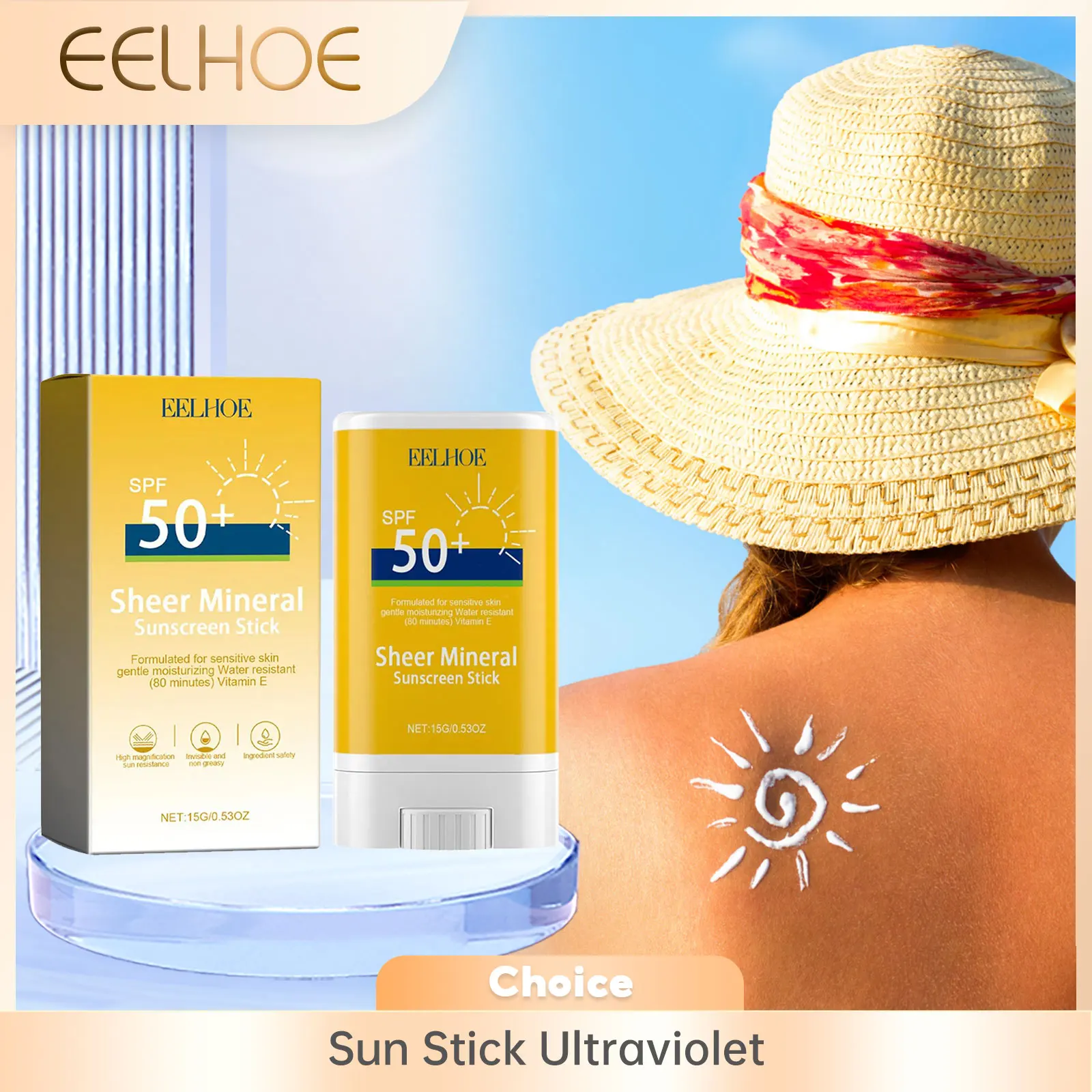 Sun Stick Ultraviolet Resistance Anti-Sun Dryness Improval Oil-Control Lasting Protection Moisturizing Skin Care Sunscreen Stick